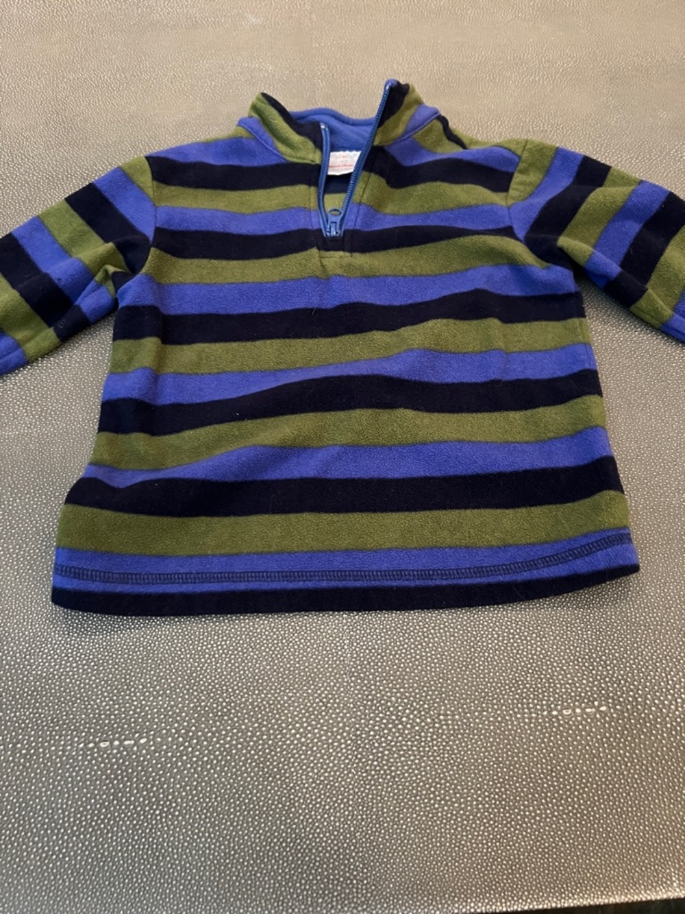 Hanna Andersson Navy, Olive & Royal Blue Striped Half-Zip Fleece